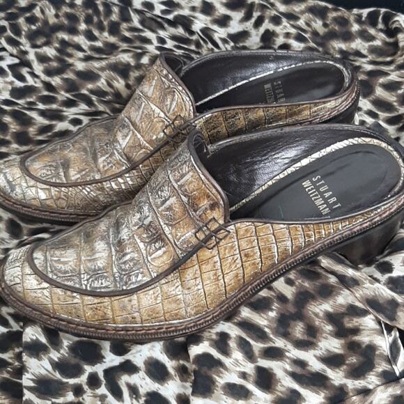 Stuart weitzman mules ALLIGATOR PRINT - Picture 1 of 14